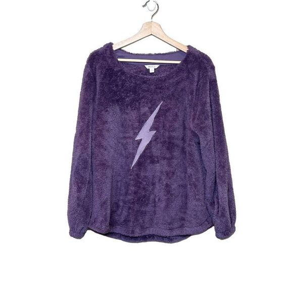 Wildfox purple lightning bolt fleece lounge top size L - Picture 9 of 14